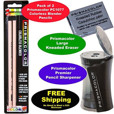 Prismacolor Premier Pencil Sharpener 1786520 With Pc1077 Colorless Blender Pencils2 Piece