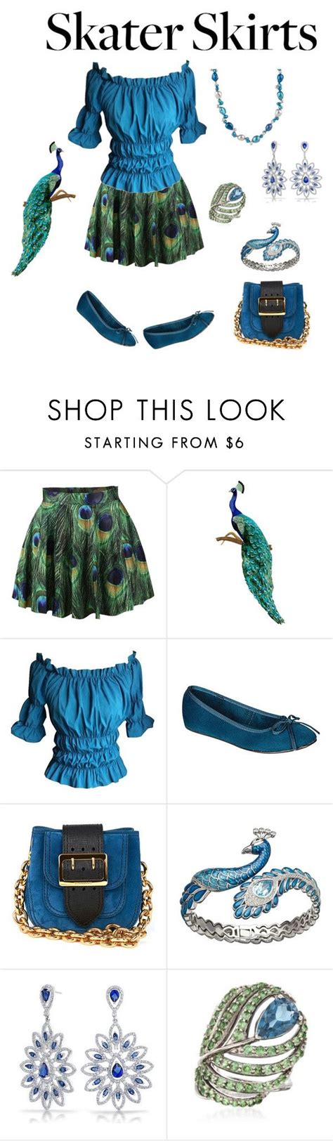 Skater Skirts Playful Peacock By Karen Galves On Polyvore Featuring