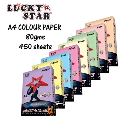 Lucky Star A4 Colour Paper 80gsm 450 Sheets Kertas Warna A4 Lazada