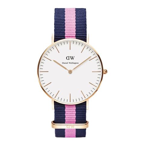 Daniel Wellington Watch Classic Winchester Nato Blue Pink Text Ilarm