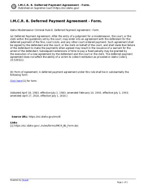 Fillable Online Isc Idaho I M C R Deferred Payment Agreement Form