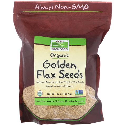 Now Foods Real Food Organic Golden Flax Seeds Oz G By Iherb