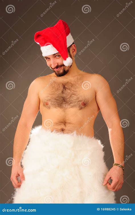 Man In Santa Hat Stock Image Image Of Attractive Standing