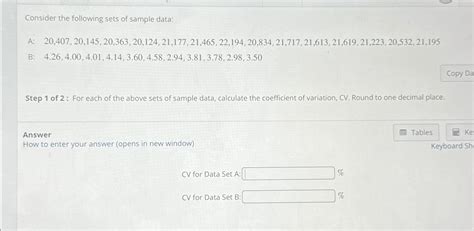 Solved Consider The Following Sets Of Sample Data A Chegg