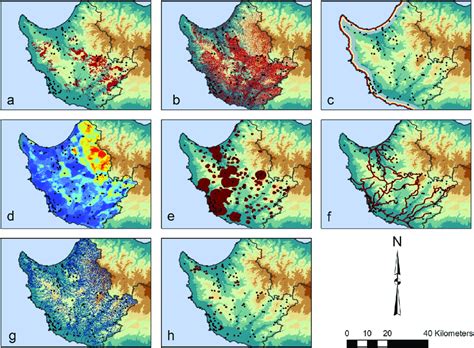 Map indicating the different anthropogenic and natural hazards over ...