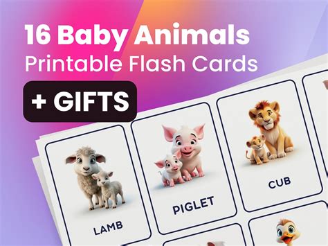 16 Baby Animals Flash Cards Digital and Printable Edition GIFT - Etsy