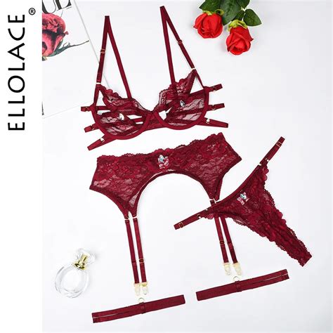 Ellolace Adult Lingerie Onlyfans Woman Hollow Bra Set Open Access Sexy