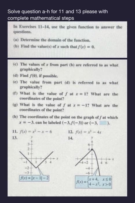 Solved In Exercises 11 14 Use The Given Function To Answer Chegg