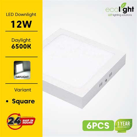 LED Surface Downlight Ecolight Round Square 12W White Daylight