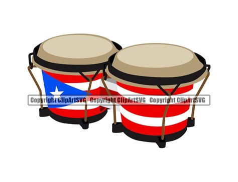 Puerto Rico Rican Bongo Drums Music Instrument Flag Country World