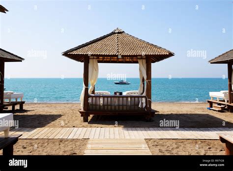 The beach at luxury hotel, Antalya, Turkey Stock Photo - Alamy