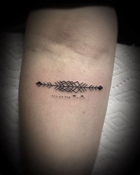 Morse Code For Sisters Underneath A Small Arrow Cute Girly Tattoo