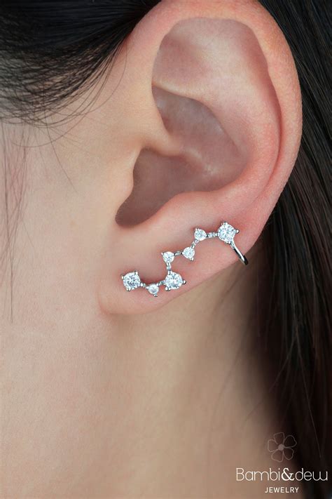 Big Dipper Ear Crawler Constellation Earrings Celestial Earrings Cubic