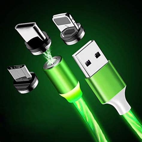 Usb Magnetic Universal Charging Cable 3 In 1 Led Flowing Light