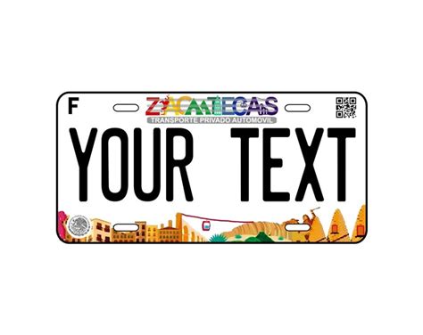 Zacatecas License Plate Modern Black Mexican State Car Plate Placas