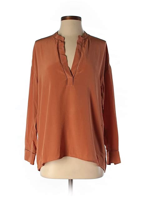 Vince Solid Orange Long Sleeve Blouse Size Xs 85 Off Long Sleeve