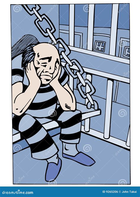 Preso en celda de prisión ilustración del vector. Ilustración de