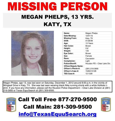 Missing Persons Of America Megan Phelps 13 Year Old Missing From