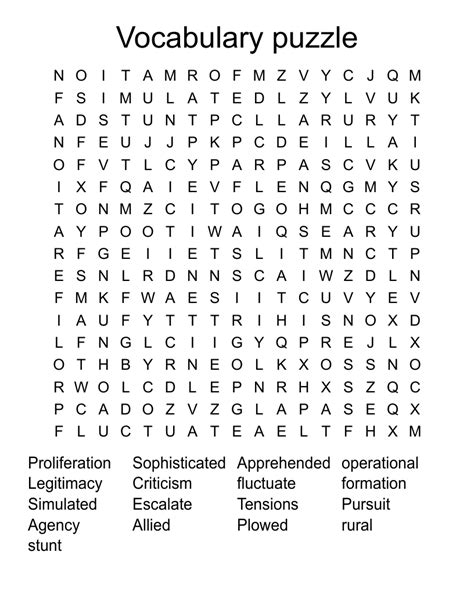 Vocabulary Puzzle Word Search Wordmint