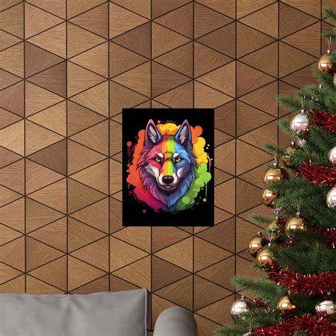 Pride Wolf LGBTQ Poster Gay Rainbow Furry Wolf Face Art Furry Wolf