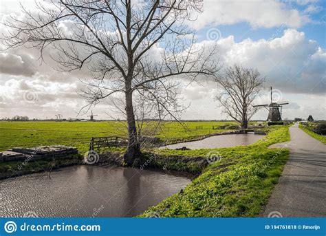 Two And A Half Mill In A Dutch Landscape Stock Photo Image Of