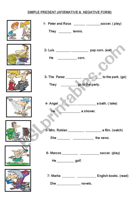 Present Simple Affirmative And Negative Form Esl Worksheet By Nancyliz