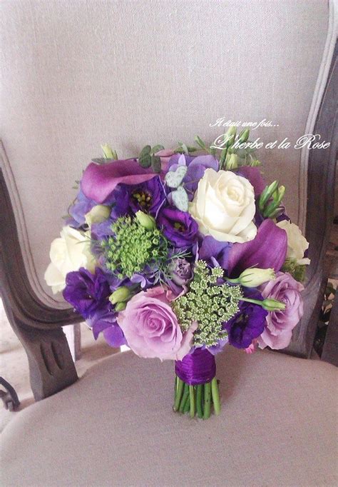 Bouquet de mariée violet L herbe et la Rose Artisan fleuriste Saint