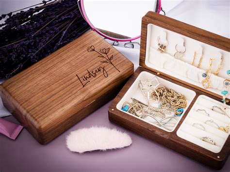 Jewelry Box Personalized Wood Engraved T For Her Personalized