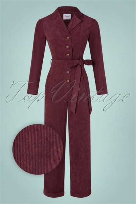 Banned Retro 50s Fem Rule Jumpsuit In Burgundy Shop At Topvintage