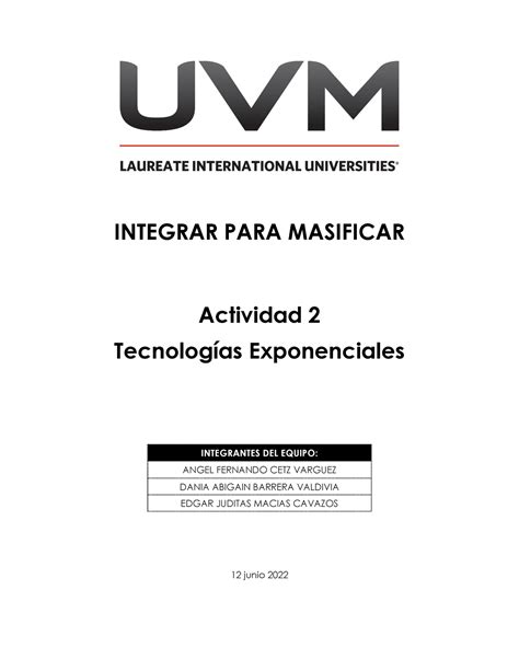 A2 EQ19 n a INTEGRAR PARA MASIFICAR Actividad 2 TecnologÌas