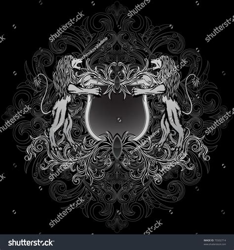 Gothic Style Coat Of Arms On The Floral Background Stock Vector