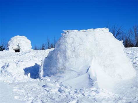 Winter Landscape with Snowy Eskimo Village. Igloo. Stock Image - Image ...