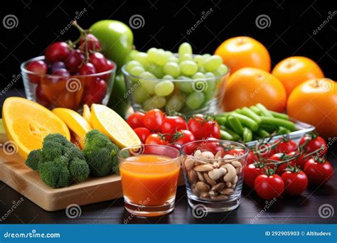 Fruit and Vegetable Assortment Near Sugary Snacks Stock Image - Image ...