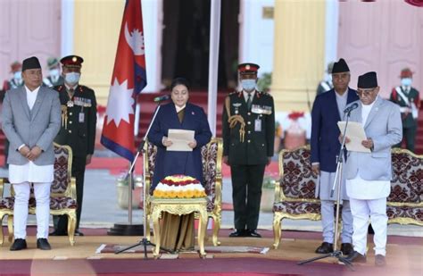 Newly Appointed Prime Minister Three Deputy Prime Ministers And Four Cabinet Ministers Take