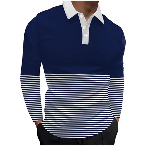 Ierhent Polo Long Sleeve Shirts For Men Polo Shirts For Men Male Turn