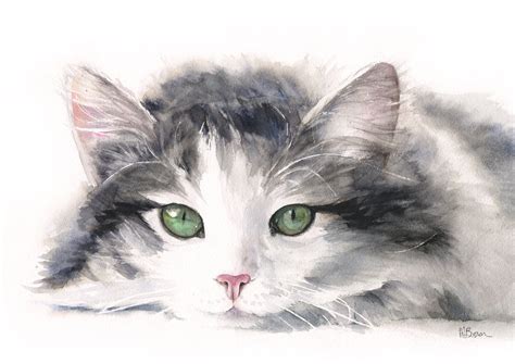 Grey & White Cat Print - Marie Brown Fine Art