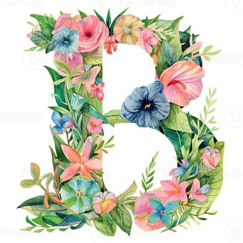 Ai Generated Floral Letter Botanical Letter Watercolor Flower