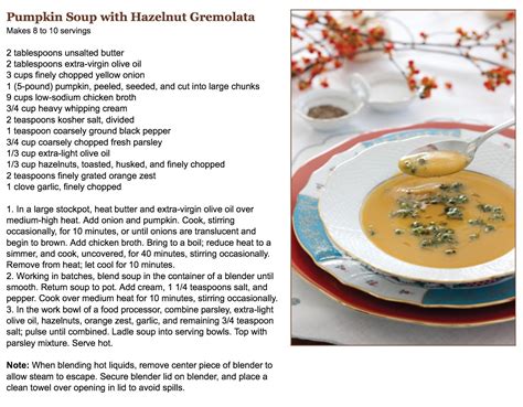 Southern Lady Pumpkin Soup With Hazelnut Gremolata Pumpkin Soup