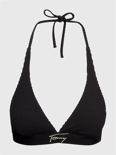 Signature Underband Halter Triangle Bikini Top Black Tommy Hilfiger