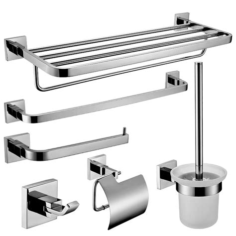 Sus304 Stainless Steel Round Base Chrome Bathroom Accessories Set