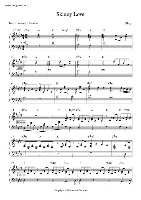 Bon Iver Skinny Love Sheet Music Pdf Free Score Download ★