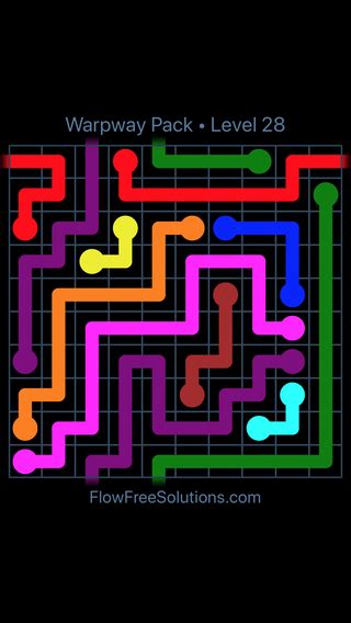 Flow Free Warps Warpway Pack Level 28 Puzzle Solution And Answer