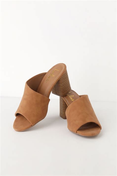 Cute Camel Suede Mules Vegan Nubuck Mules Peep Toe Mules Lulus