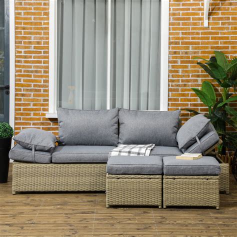 Brayden Studio 4 tlg Rattan Gartenmöbel Set Gartengarnitur