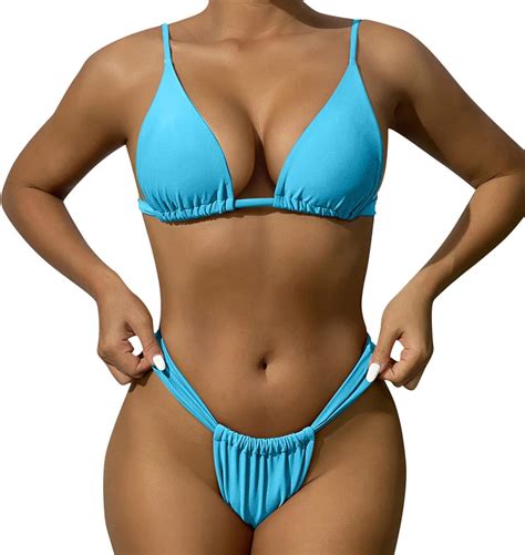 Bkscayxs Damen Bikini Set Mit Geflochtenen Tr Gern Hinten Gestreifte