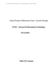 Final Project Milestone Four System Design Docx Final Project