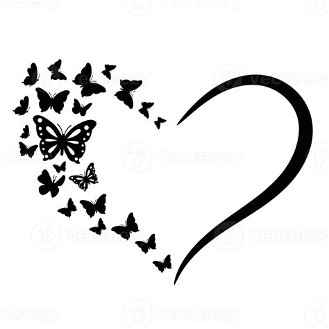 Flying Butterflies In Heart Shape Frame Pattern 9336589 Png