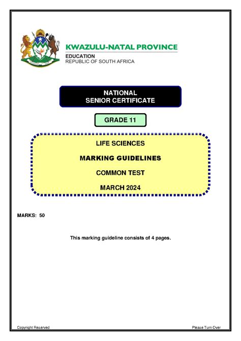 Life Sciences March Grade Marking Guideline Marks This