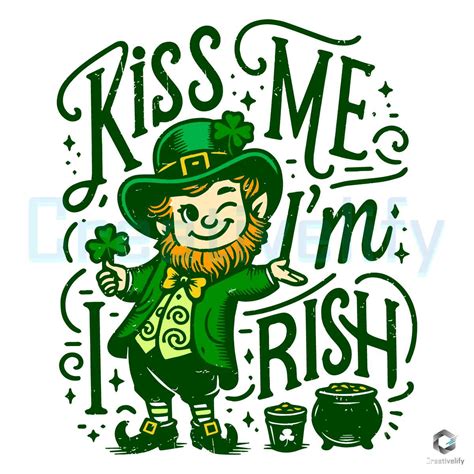 Kiss Me Im Irish Leprechaun Patricks Day Svg File Creativelify