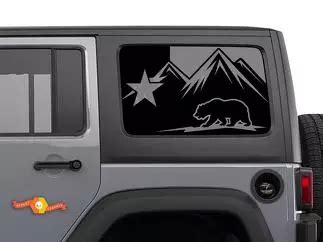 Jeep Wrangler Rubicon Hardtop Usa Flag Bear Forest Windshield Decal Jku